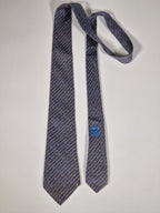 007168 Hermès tie blue equestrian pattern 7168 FA