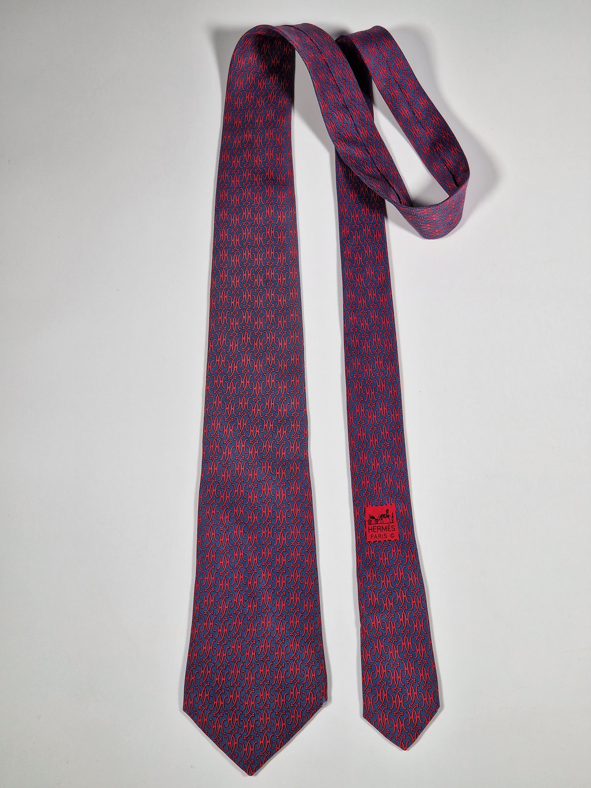 007169 Hermès tie blue H pattern Hermès 7169 FA tie blue