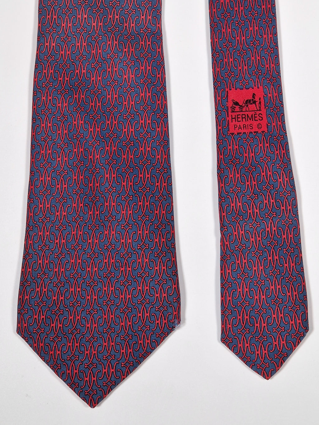 007169 Hermès tie blue H pattern Hermès 7169 FA tie blue
