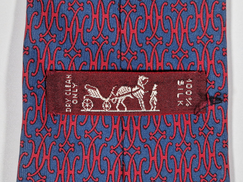 007169 Hermès tie blue H pattern Hermès 7169 FA tie blue