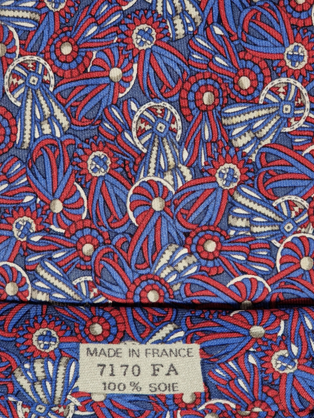 Hermés silk tie, purple and blue rosettes 7170 FA