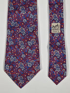 Hermés silk tie, purple and blue rosettes 7170 FA