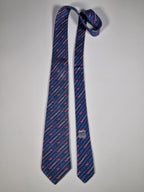 Hermès silk tie blue french pattern 7171 FA