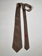 007173 Hermès tie green sadel pattern 7173 FA