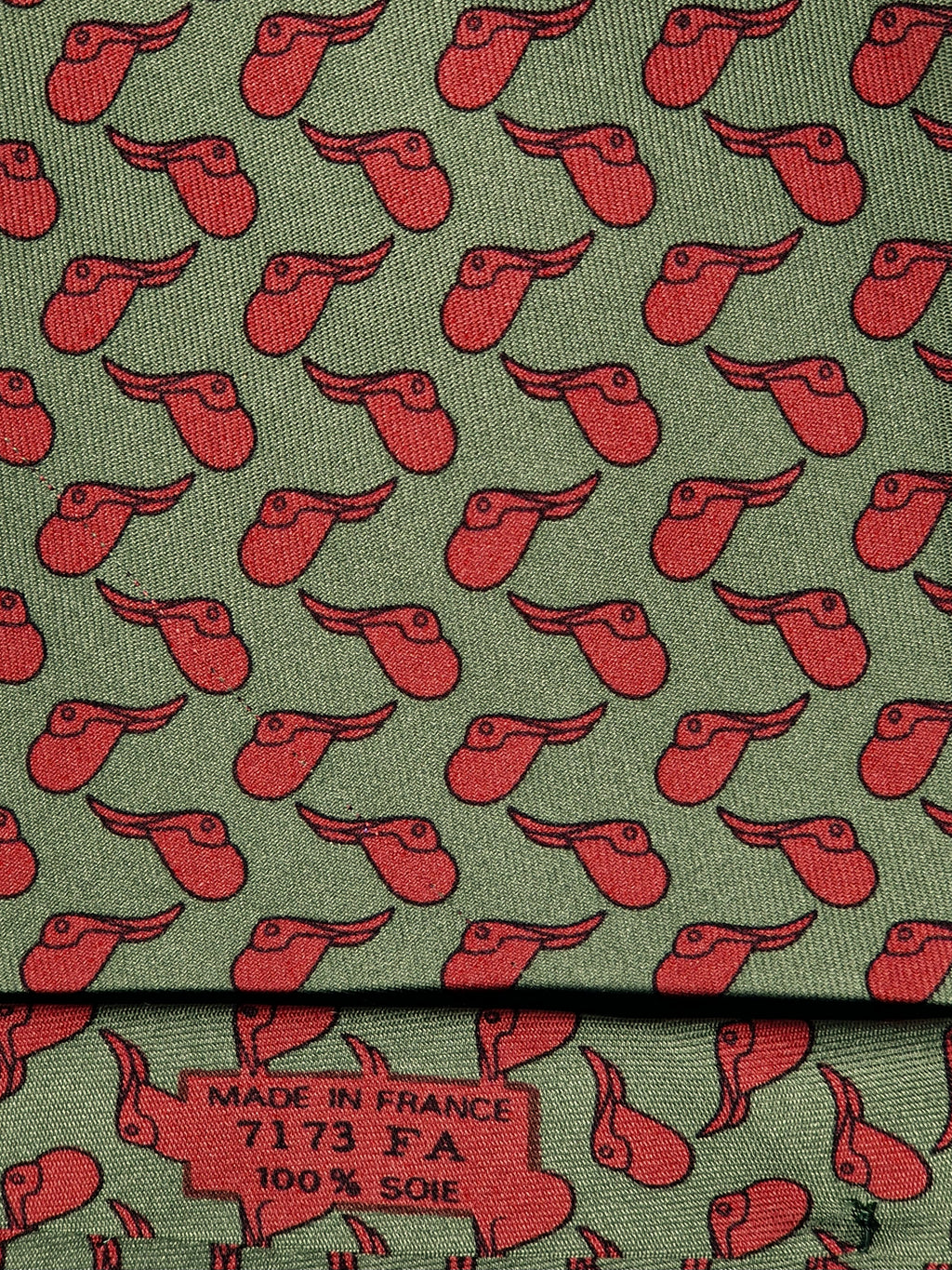 007173 Hermès tie green sadel pattern 7173 FA