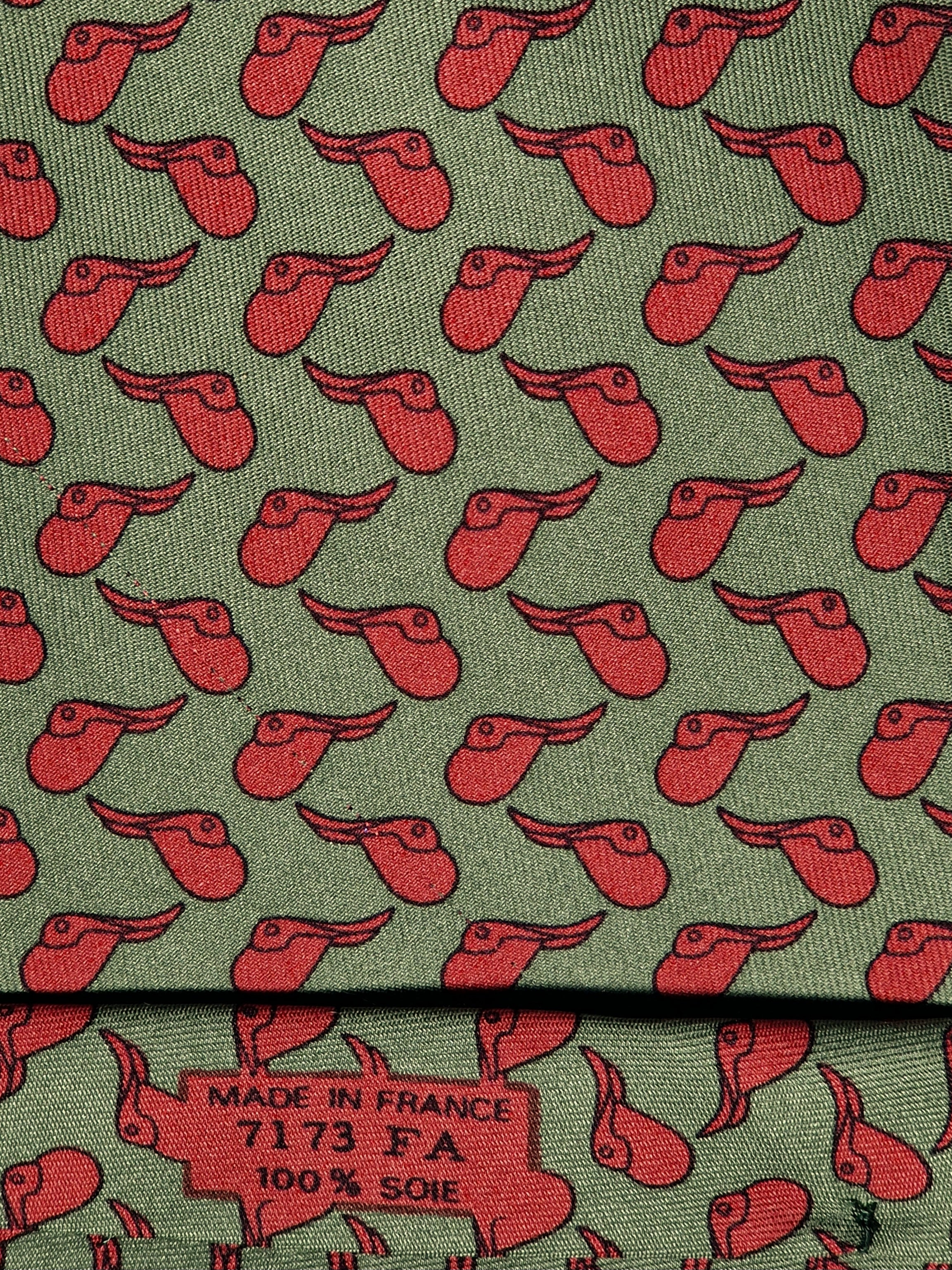 007173 Hermès tie green sadel pattern 7173 FA