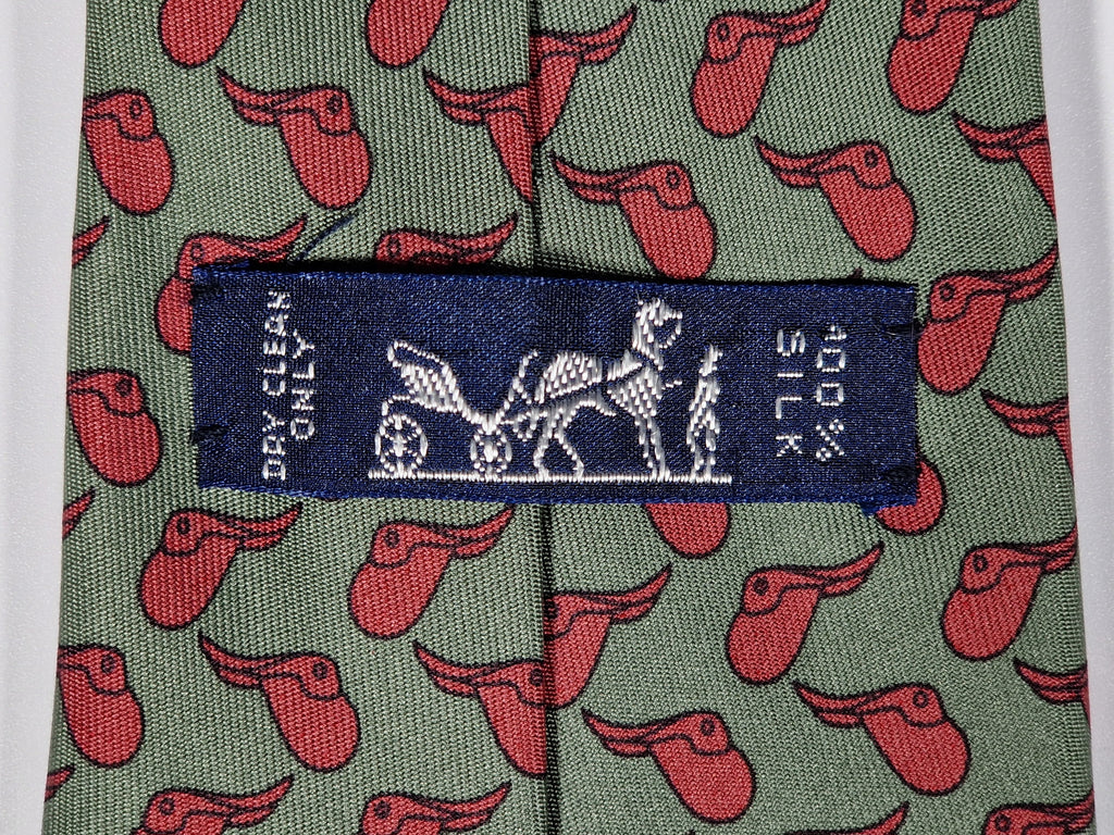 007173 Hermès tie green sadel pattern 7173 FA
