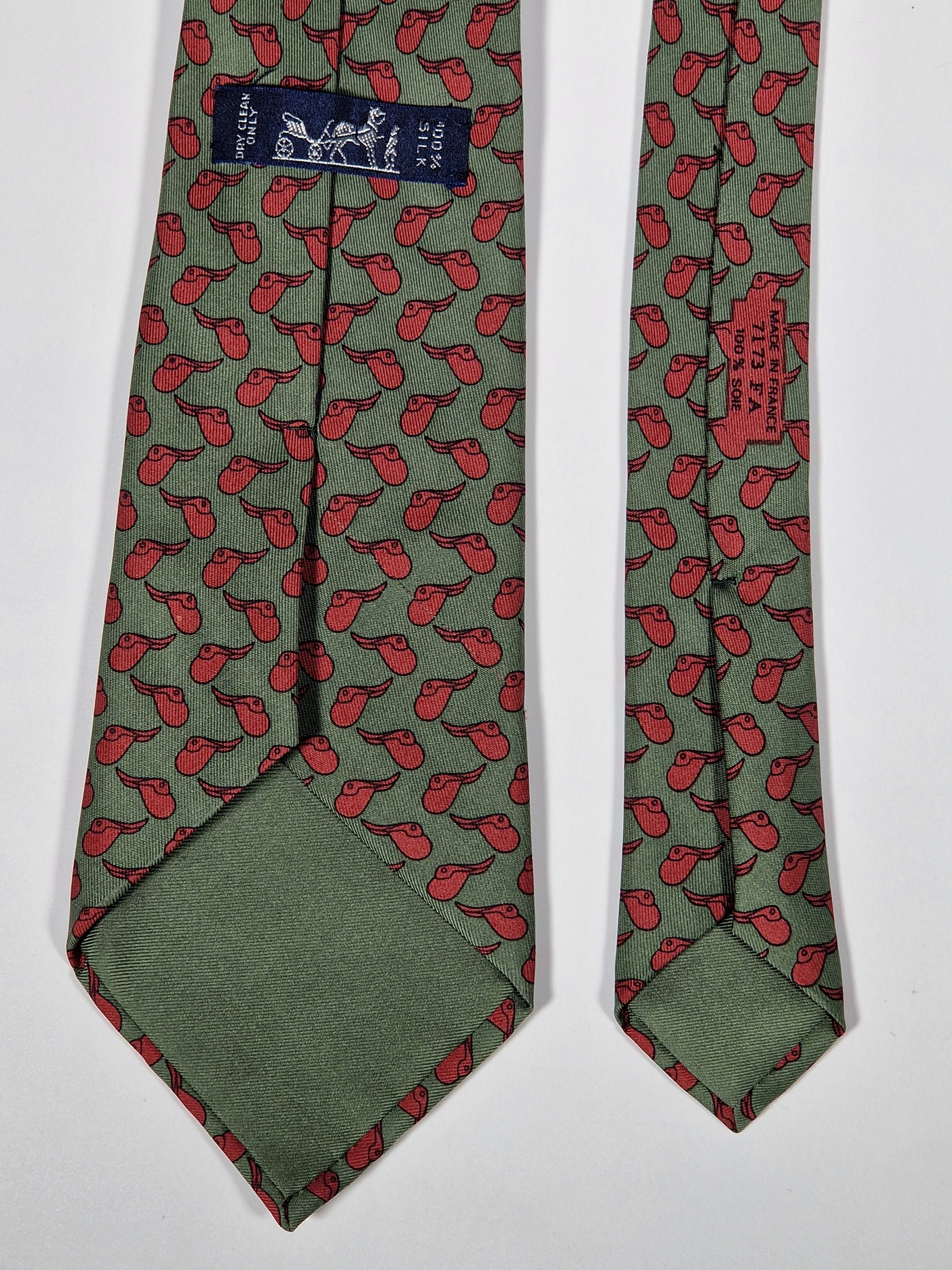 007173 Hermès tie green sadel pattern 7173 FA