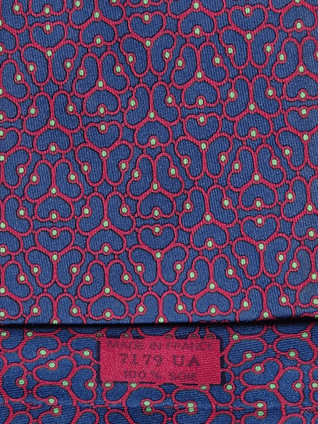 Hermès silk tie blue red equestrian pattern Hermès 7179 UA tie blue