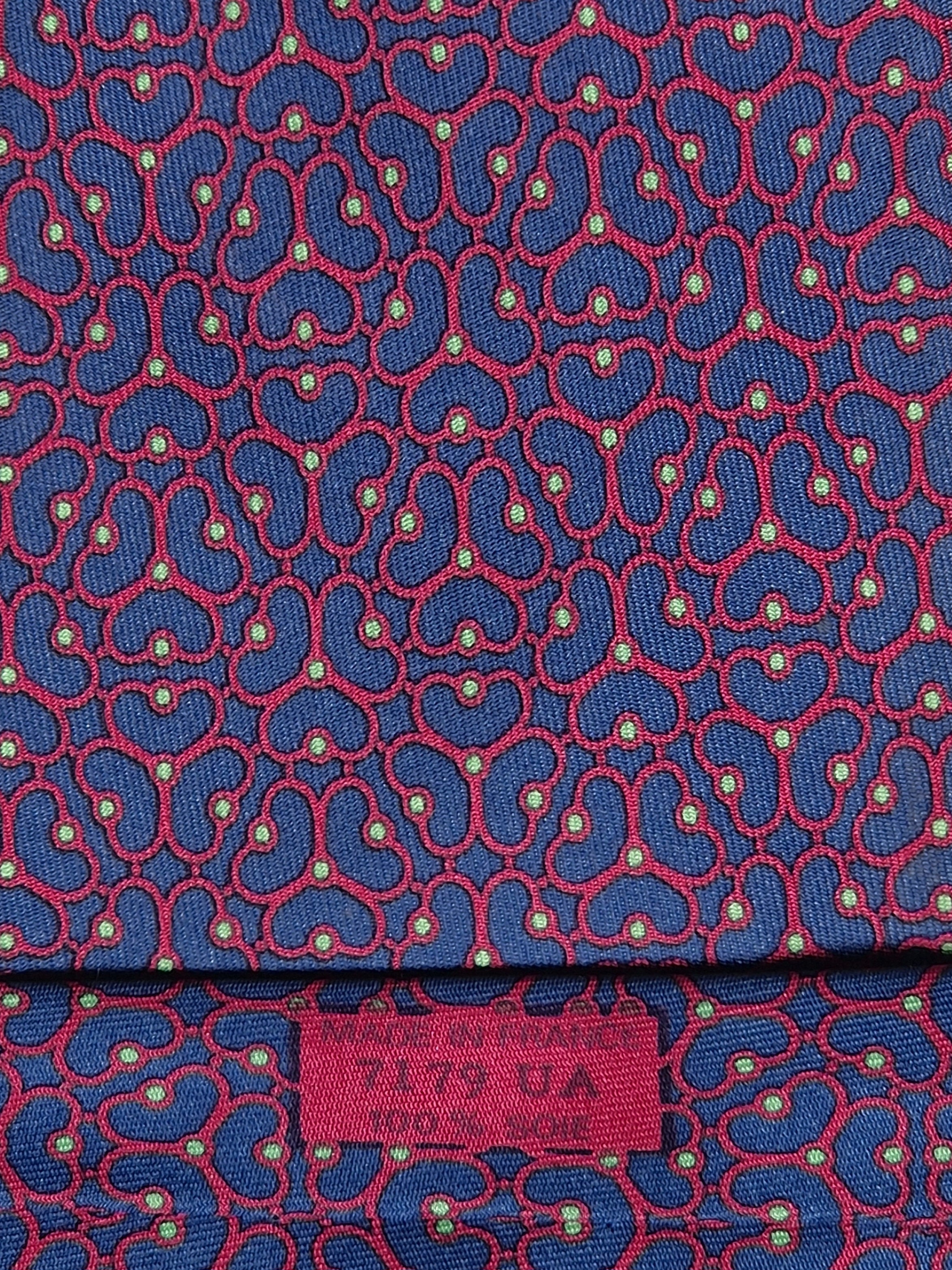 Hermès silk tie blue red equestrian pattern Hermès 7179 UA tie blue