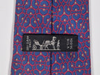 Hermès silk tie blue red equestrian pattern Hermès 7179 UA tie blue