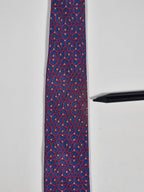 Hermès silk tie blue red equestrian pattern Hermès 7179 UA tie blue