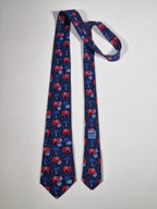 007183 Hermès tie blue elephant  pattern 7183 UA