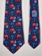 007183 Hermès tie blue elephant  pattern 7183 UA