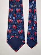 007183 Hermès tie blue elephant  pattern 7183 UA