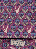 Hermès silk tie purple birds an flower pattern 7184 UA