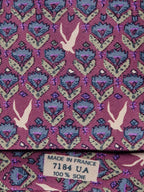 Hermès silk tie purple birds an flower pattern 7184 UA
