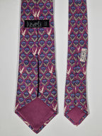 Hermès silk tie purple birds an flower pattern 7184 UA