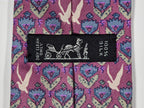 Hermès silk tie purple birds an flower pattern 7184 UA