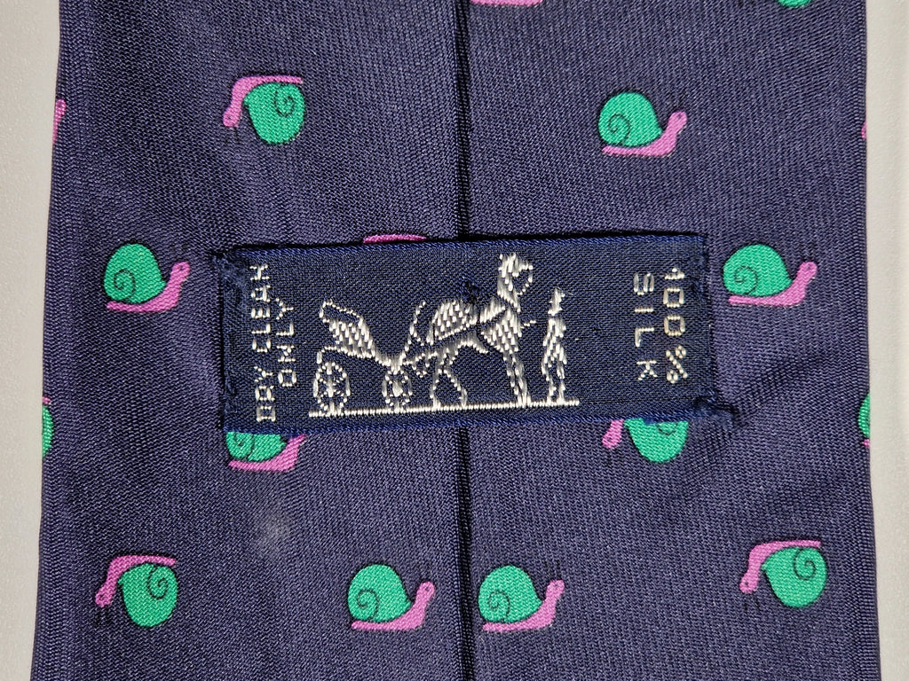 007207 Hermès tie blue snail pattern 7207 UA