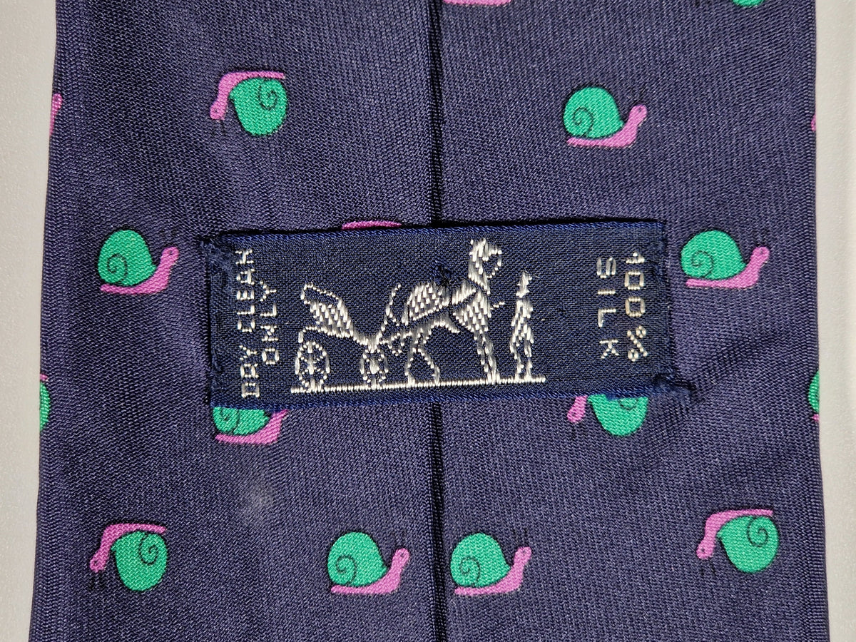 007207 Hermès tie blue snail pattern 7207 UA