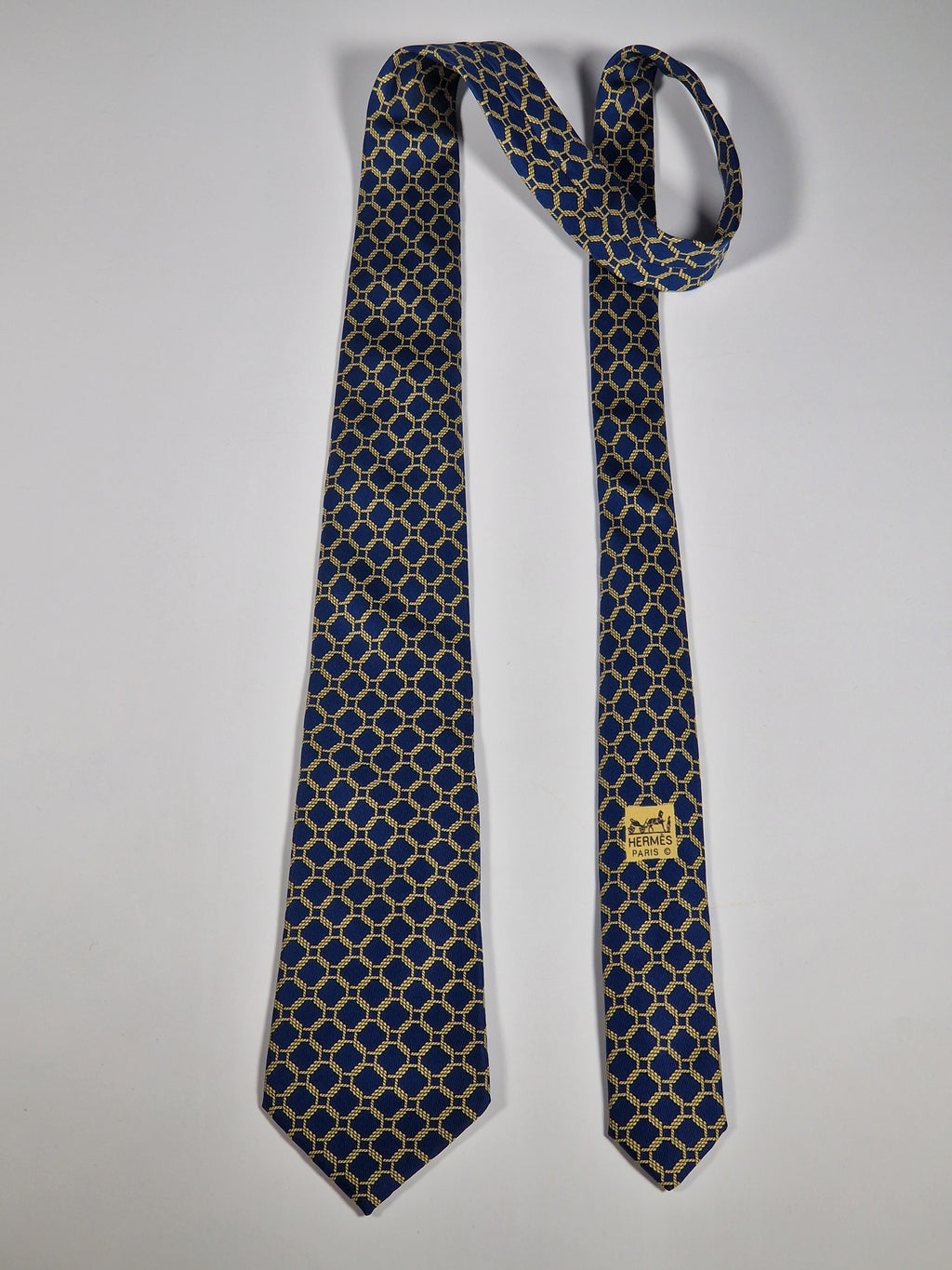 Hermès silk tie blue rope pattern Hermès 7218 UA tie blue