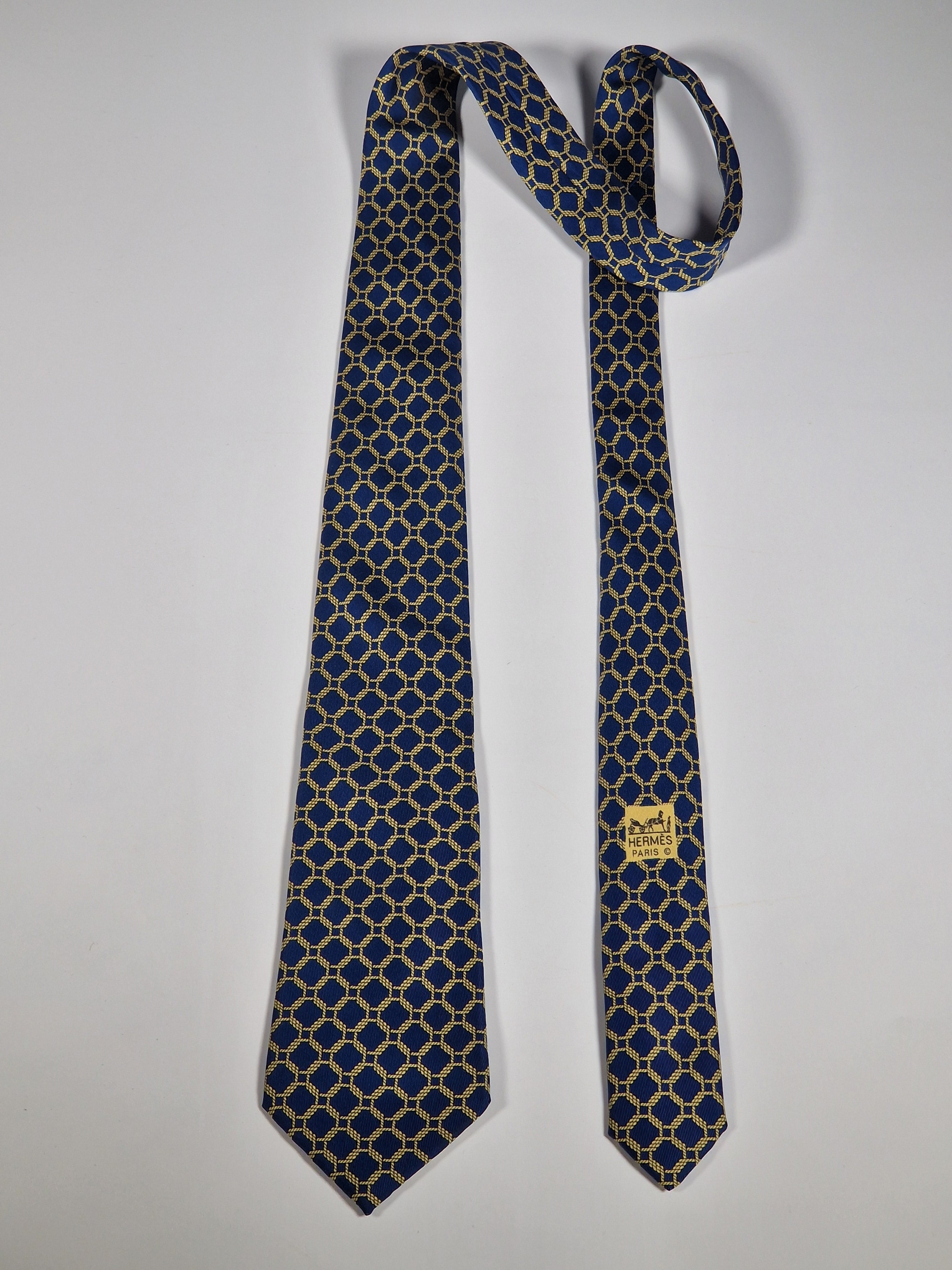 Hermès silk tie blue rope pattern Hermès 7218 UA tie blue