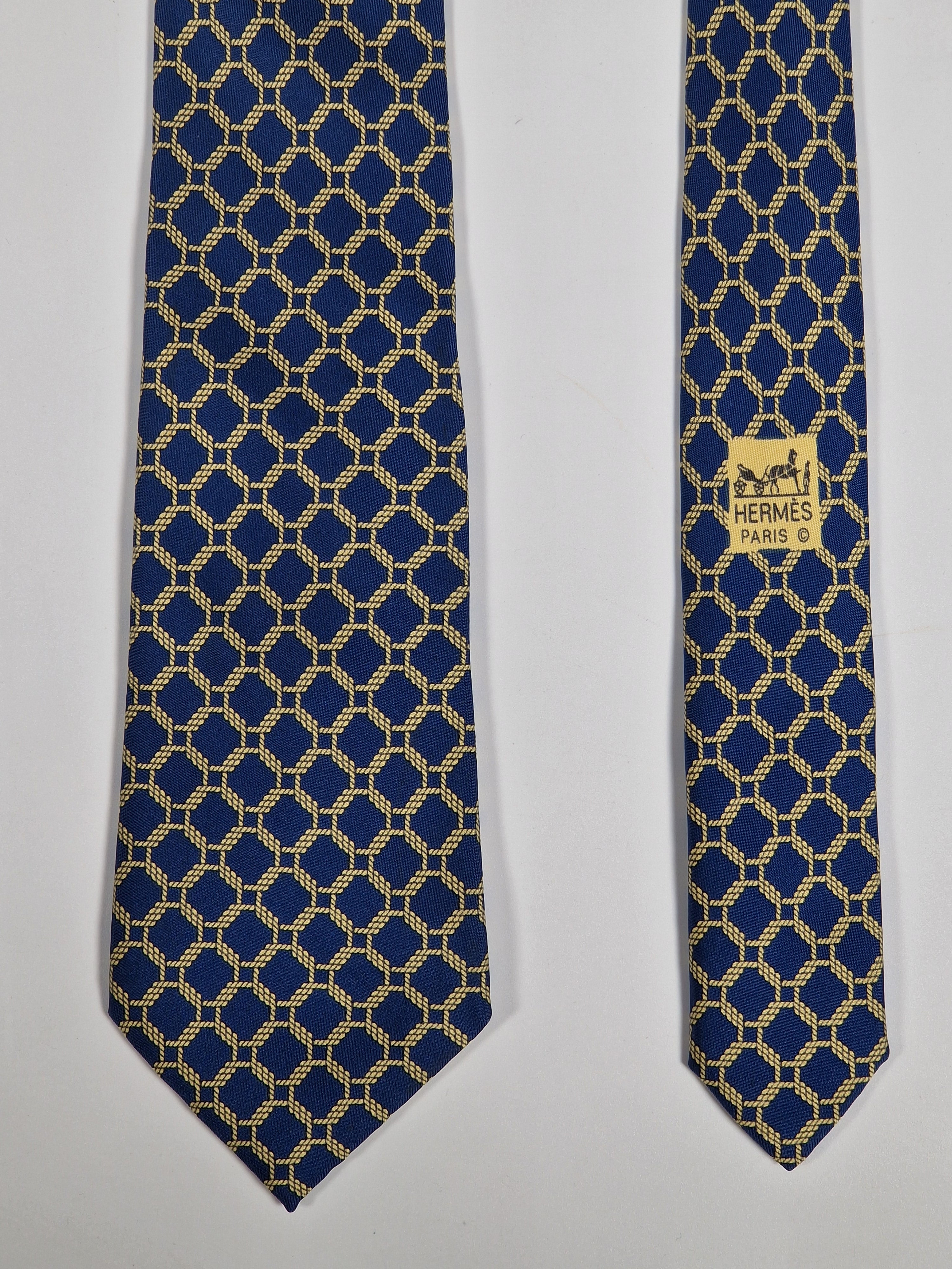 Hermès silk tie blue rope pattern Hermès 7218 UA tie blue