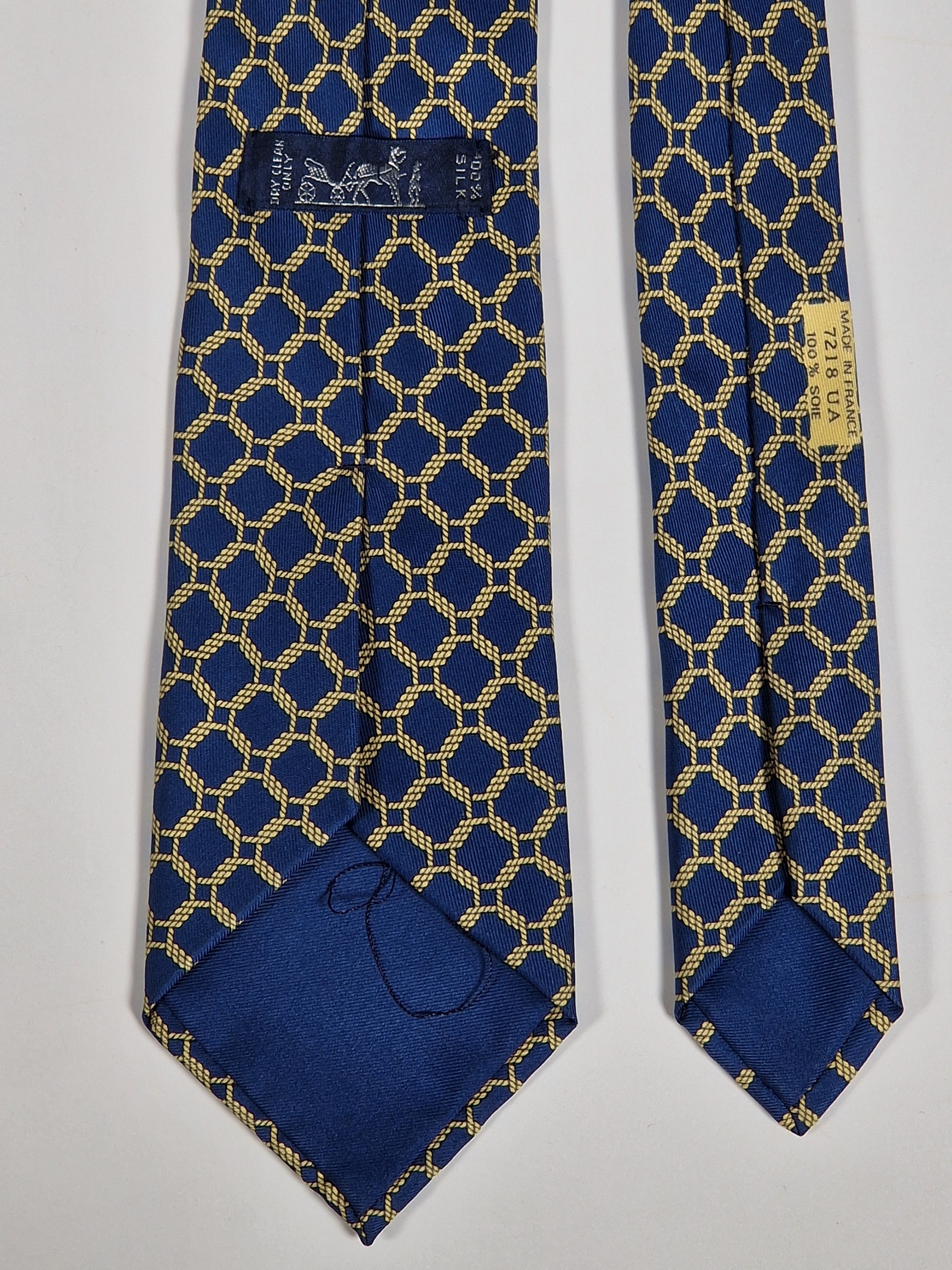 Hermès silk tie blue rope pattern Hermès 7218 UA tie blue