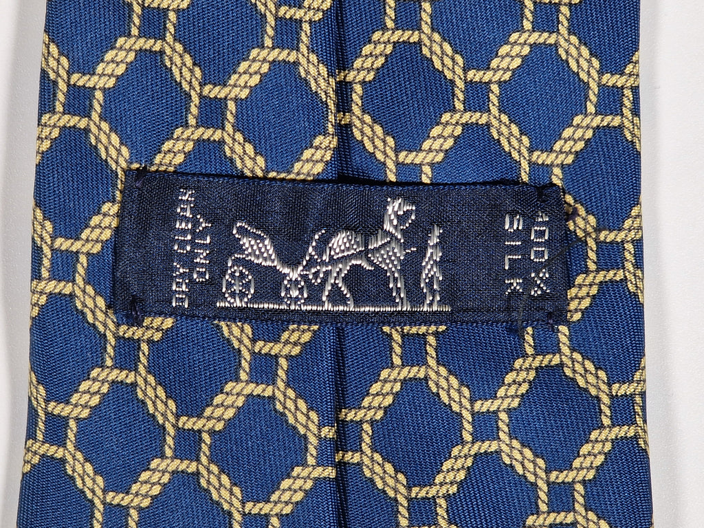 Hermès silk tie blue rope pattern Hermès 7218 UA tie blue