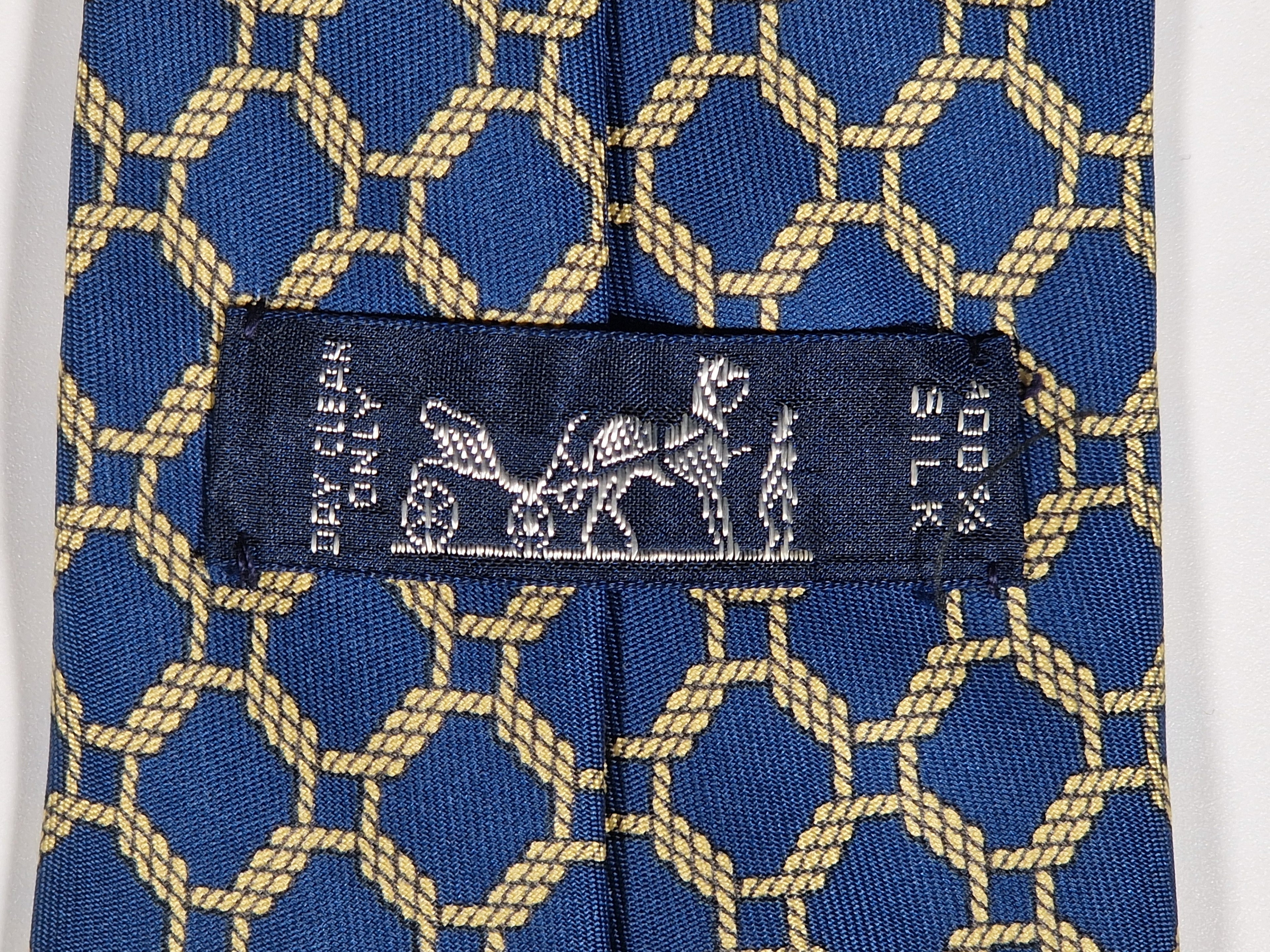 Hermès silk tie blue rope pattern Hermès 7218 UA tie blue