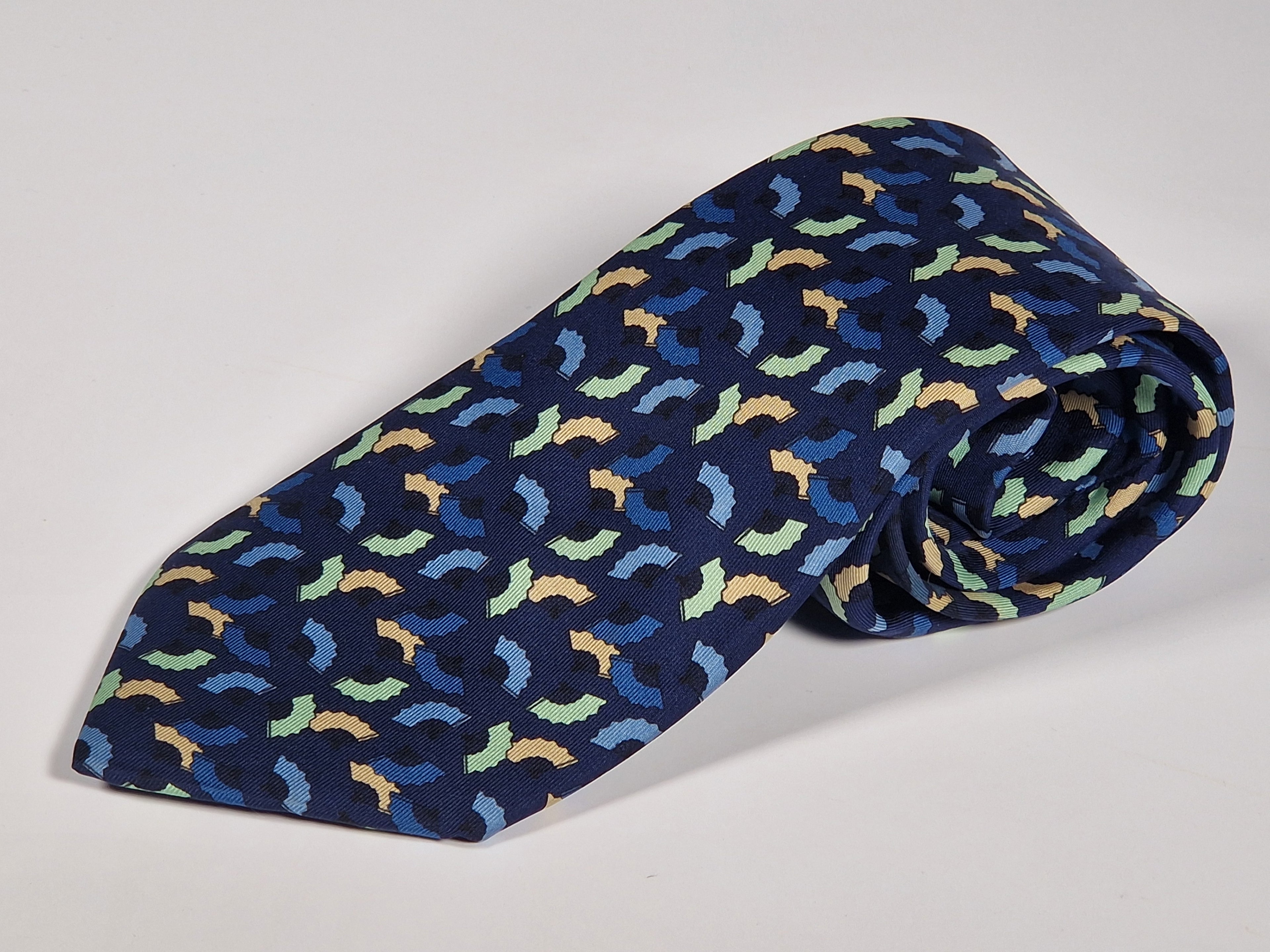 Hermès silk tie blue Fan 7237 MA