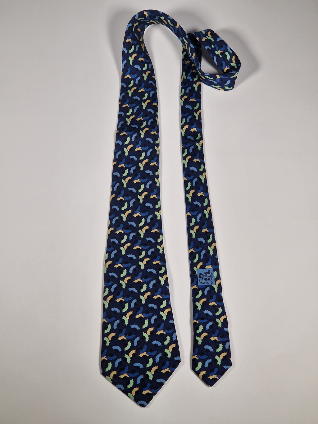 Hermès silk tie blue Fan 7237 MA