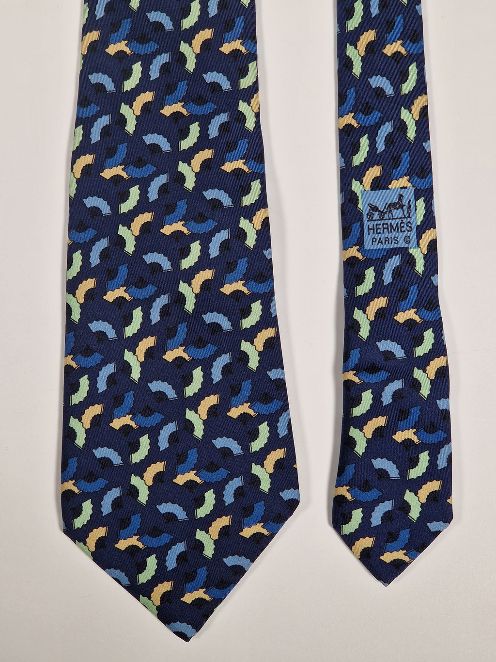 Hermès silk tie blue Fan 7237 MA