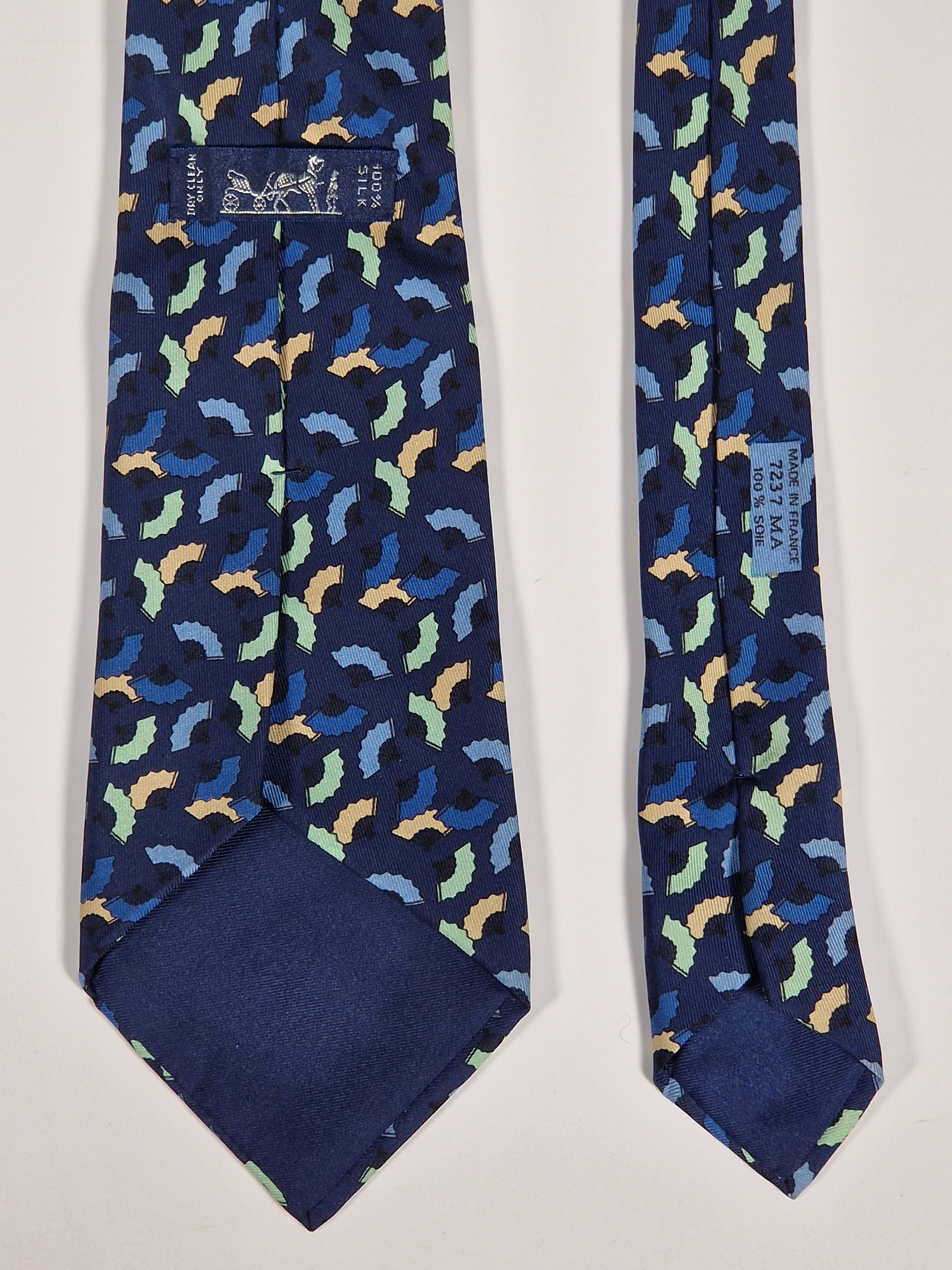 Hermès silk tie blue Fan 7237 MA