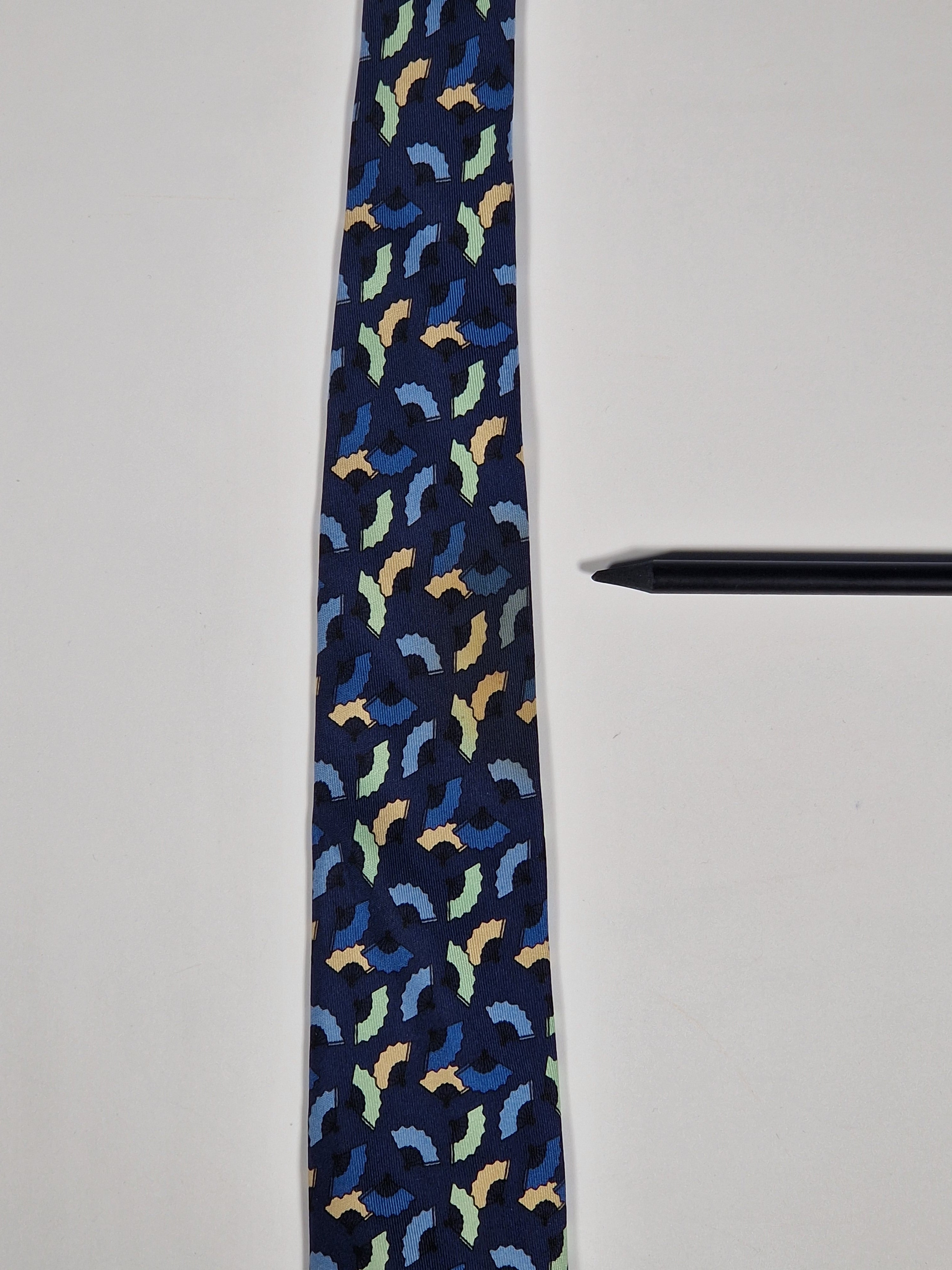 Hermès silk tie blue Fan 7237 MA