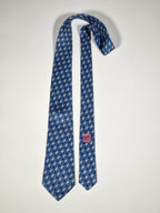 007257 Hermès tie blue frog pattern 7257 MA