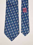 007257 Hermès tie blue frog pattern 7257 MA