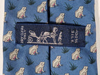 007257 Hermès tie blue frog pattern 7257 MA