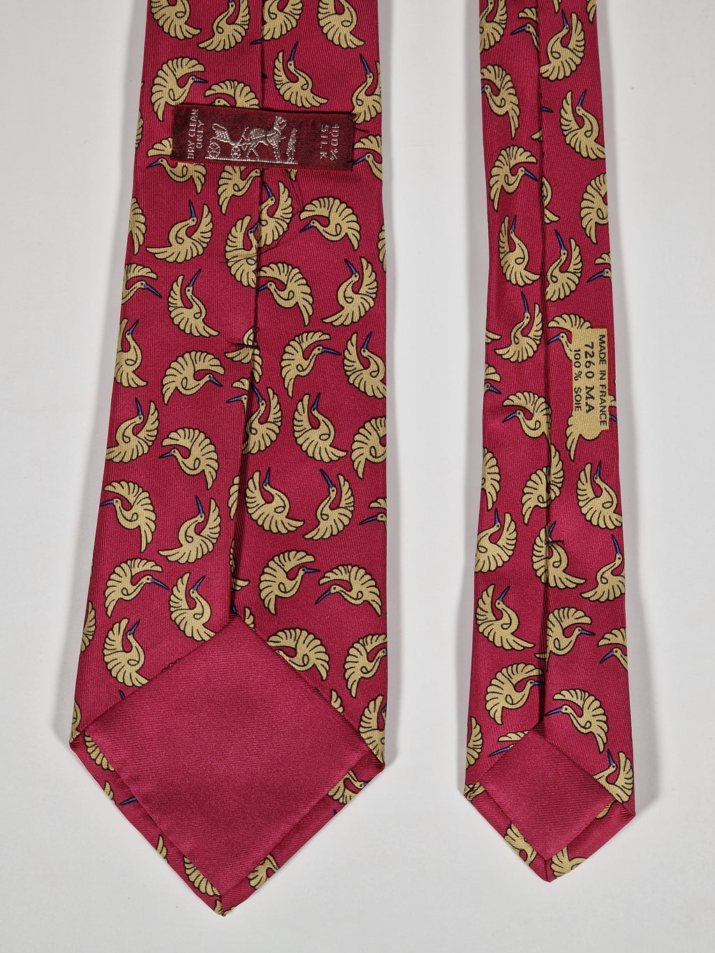 007260 Hermès tie red crane pattern 7260 MA