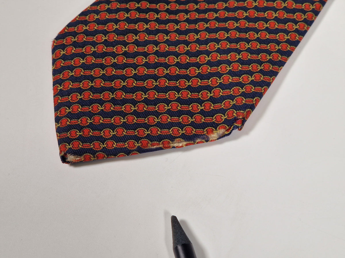 000726 Hermès tie blue geometric pattern 726 FA