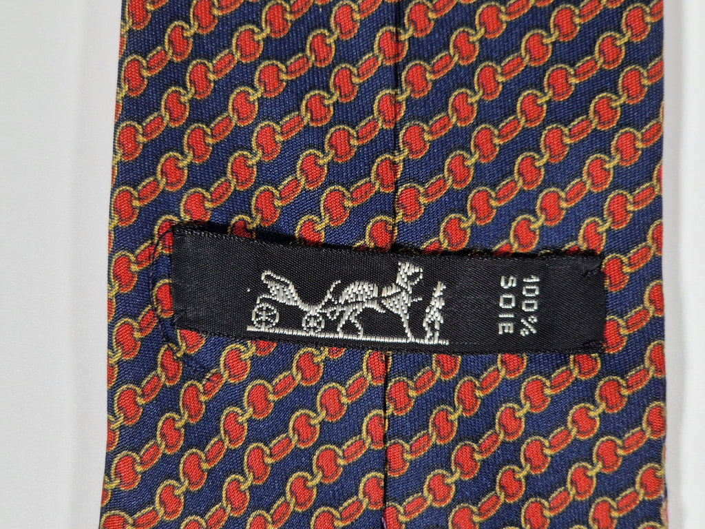 000726 Hermès tie blue geometric pattern 726 FA