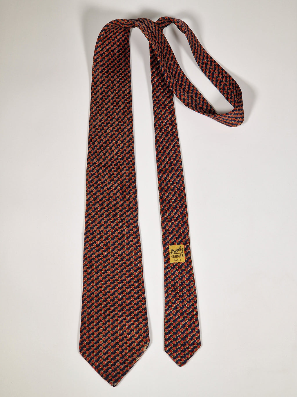 000726 Hermès tie blue geometric pattern 726 FA