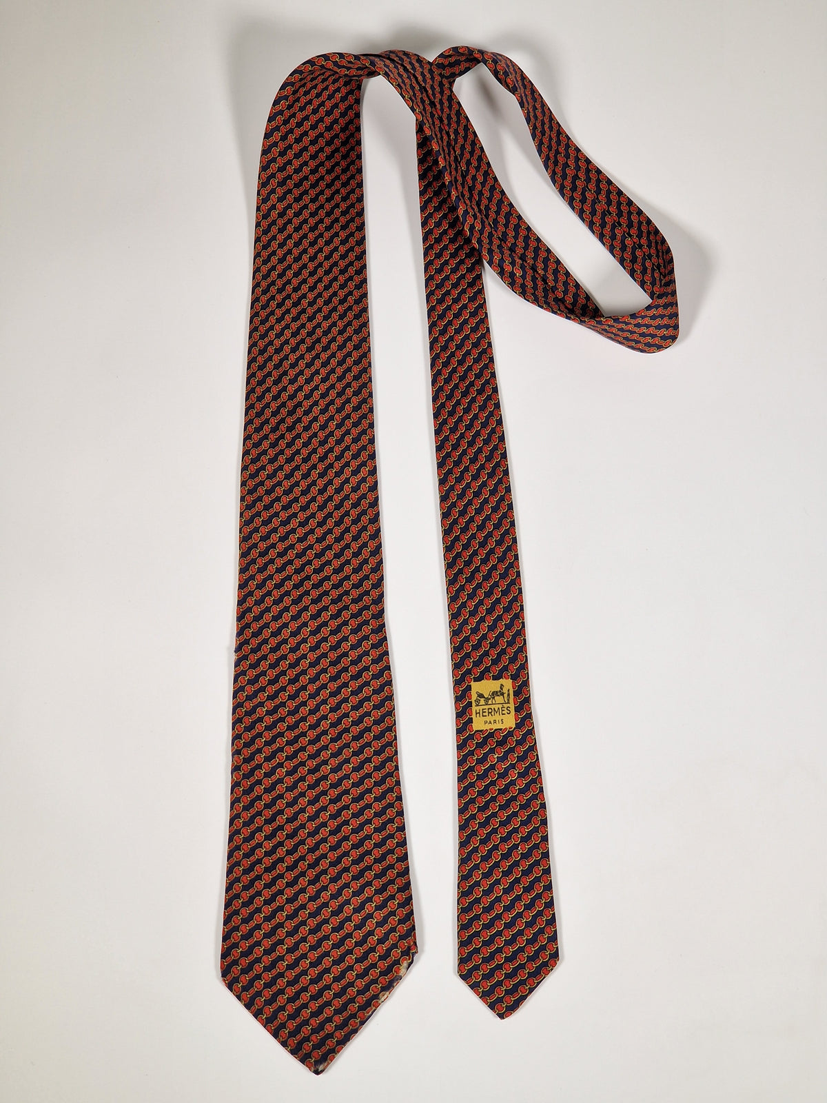 000726 Hermès tie blue geometric pattern 726 FA