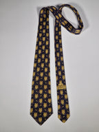 Hermès silk tie grey owl whimsical pattern 7275 MA