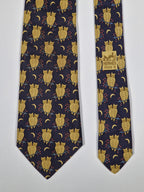 Hermès silk tie grey owl whimsical pattern 7275 MA