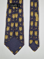 Hermès silk tie grey owl whimsical pattern 7275 MA