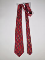 Hermès silk tie red climbing bear  7282 MA