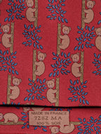 Hermès silk tie red climbing bear  7282 MA
