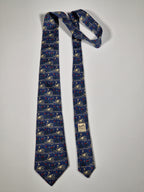 Hermès silk tie blue swan pattern 7285 MA